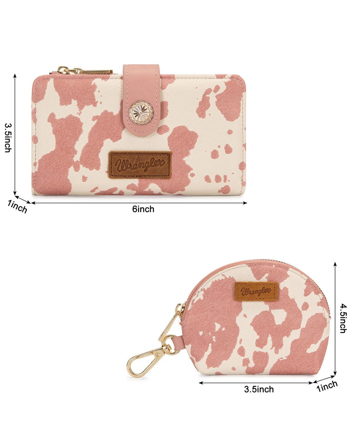 Image #2 - Wrangler X Boot Barn Women's Cow Print Wristlet Set - 3 Piece, Pink, hi-res