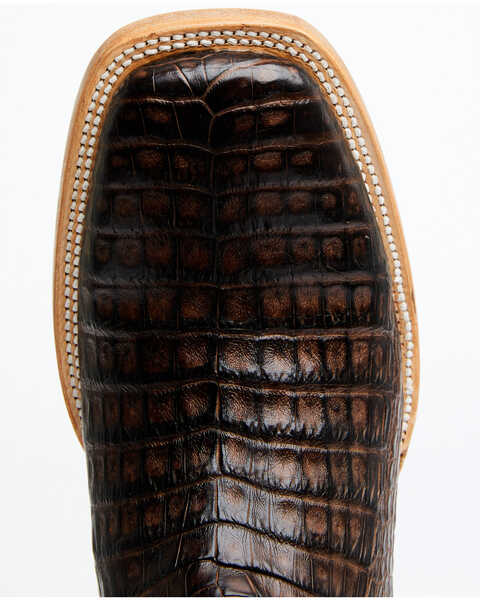 Image #6 - Tanner Mark Men's Shawnee Exotic Caiman Belly Western Boots - Broad Square Toe, Dark Brown, hi-res