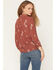 Image #4 - June & Hudson Women's Western Embroidered 3/4 Sleeve Button-Down Shirt, Dark Red, hi-res