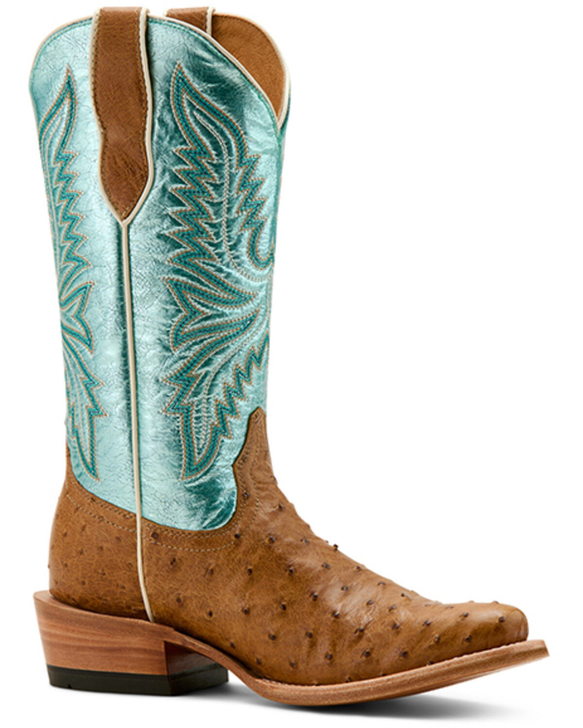 Image #1 - Ariat Women's Futurity Revival Exotic Ostrich Western Boots - Square Toe, Tan, hi-res