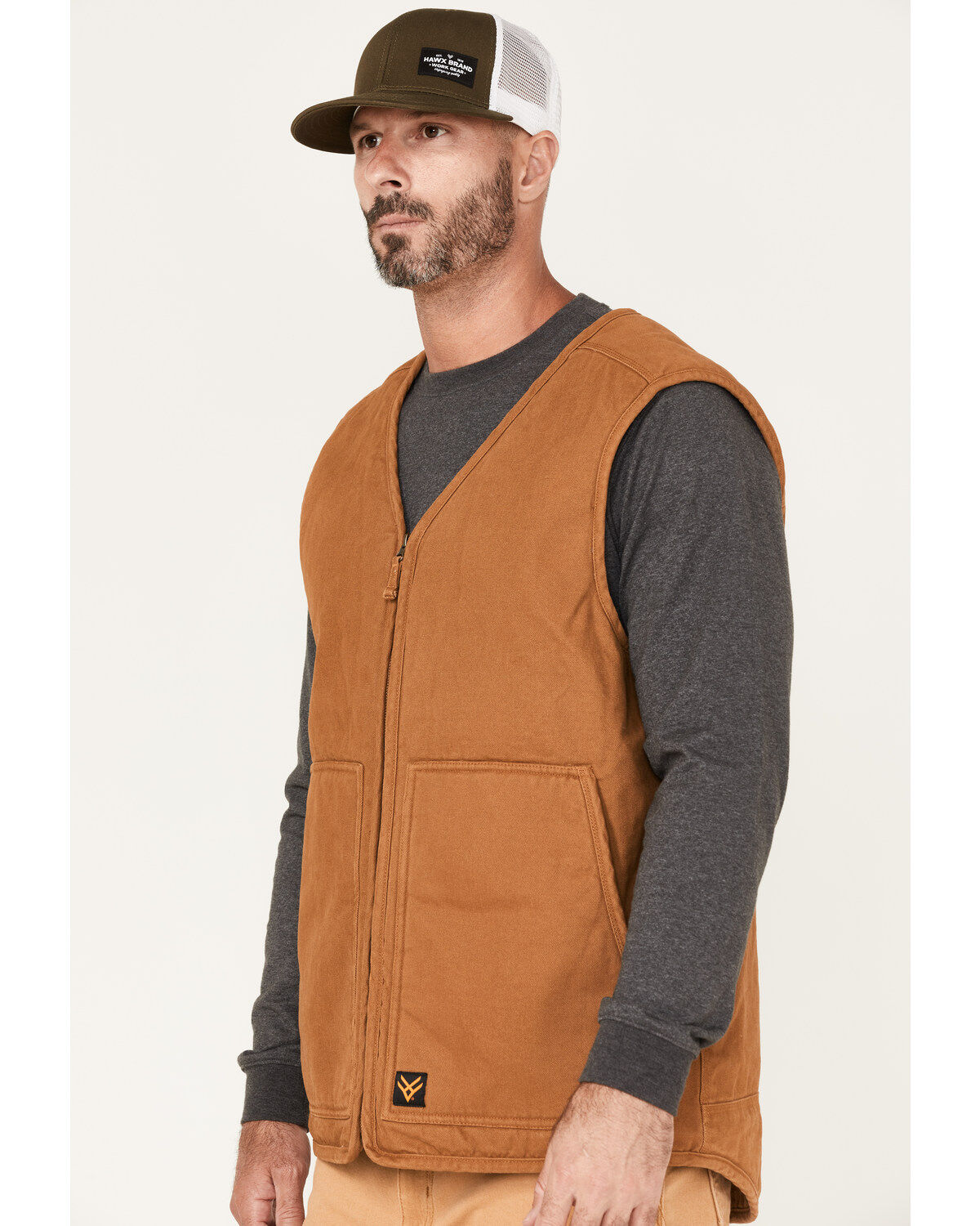 Image #2 - Hawx Men's Weathered Canvas Sherpa Lined Vest - Tall, Rust Copper, hi-res