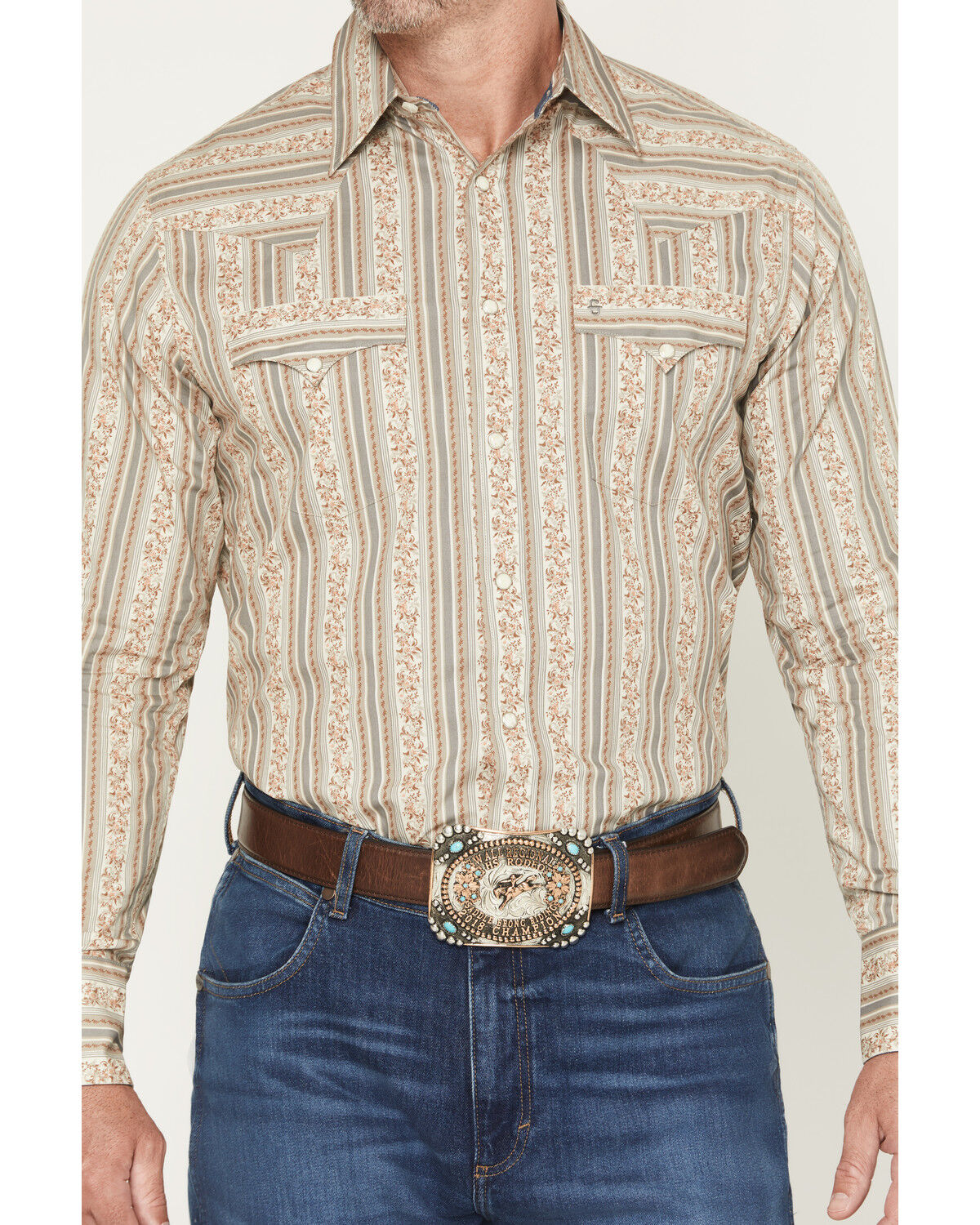 Image #3 - Stetson Men's Wallpaper Floral Print Long Sleeve Snap Western Shirt, Brown, hi-res
