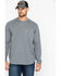 Image #1 - Hawx Men's Heather Gray Logo Crew Long Sleeve Work T-Shirt - Big, Heather Grey, hi-res