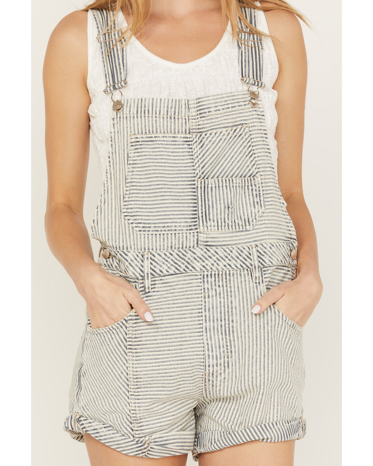 Image #3 - Free People Women's Light Wash Denim Novelty Ziggy Shortalls, Light Wash, hi-res