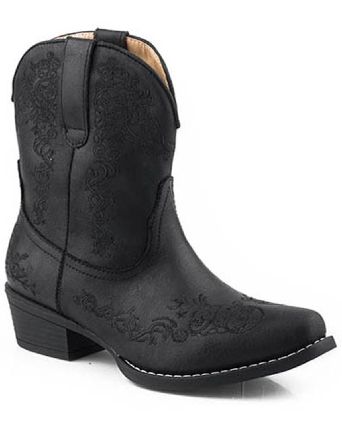 Image #1 - Roper Women's Riley Vintage Short Western Boots - Snip Toe, Black, hi-res