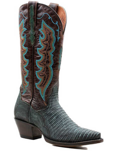 Dan Post Women's Rustic Exotic Lizard Western Boot - Snip Toe, Turquoise, hi-res