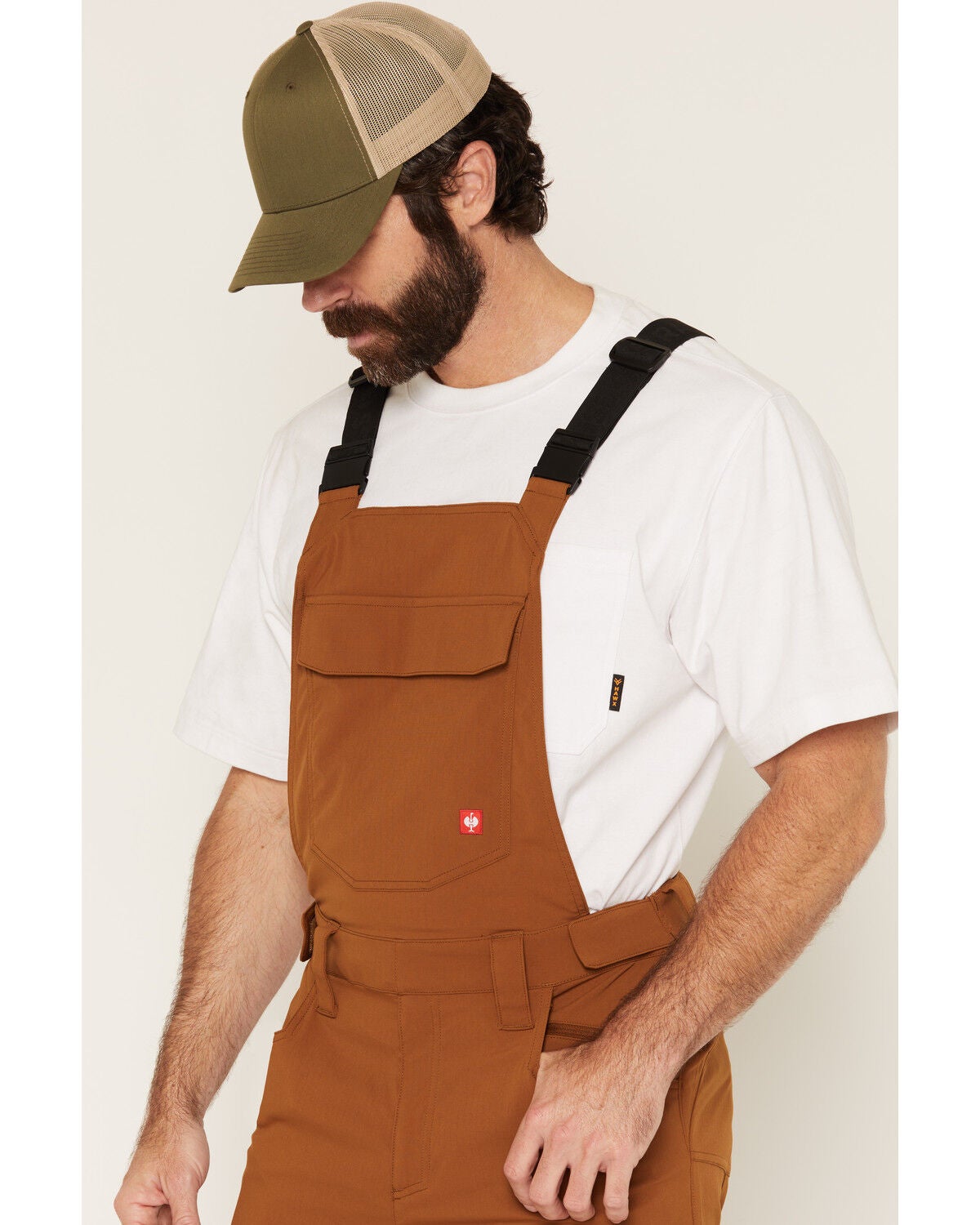 Image #2 - Strauss Men's Stretch Ripstop Cargo Work Bib Overalls, Brown, hi-res