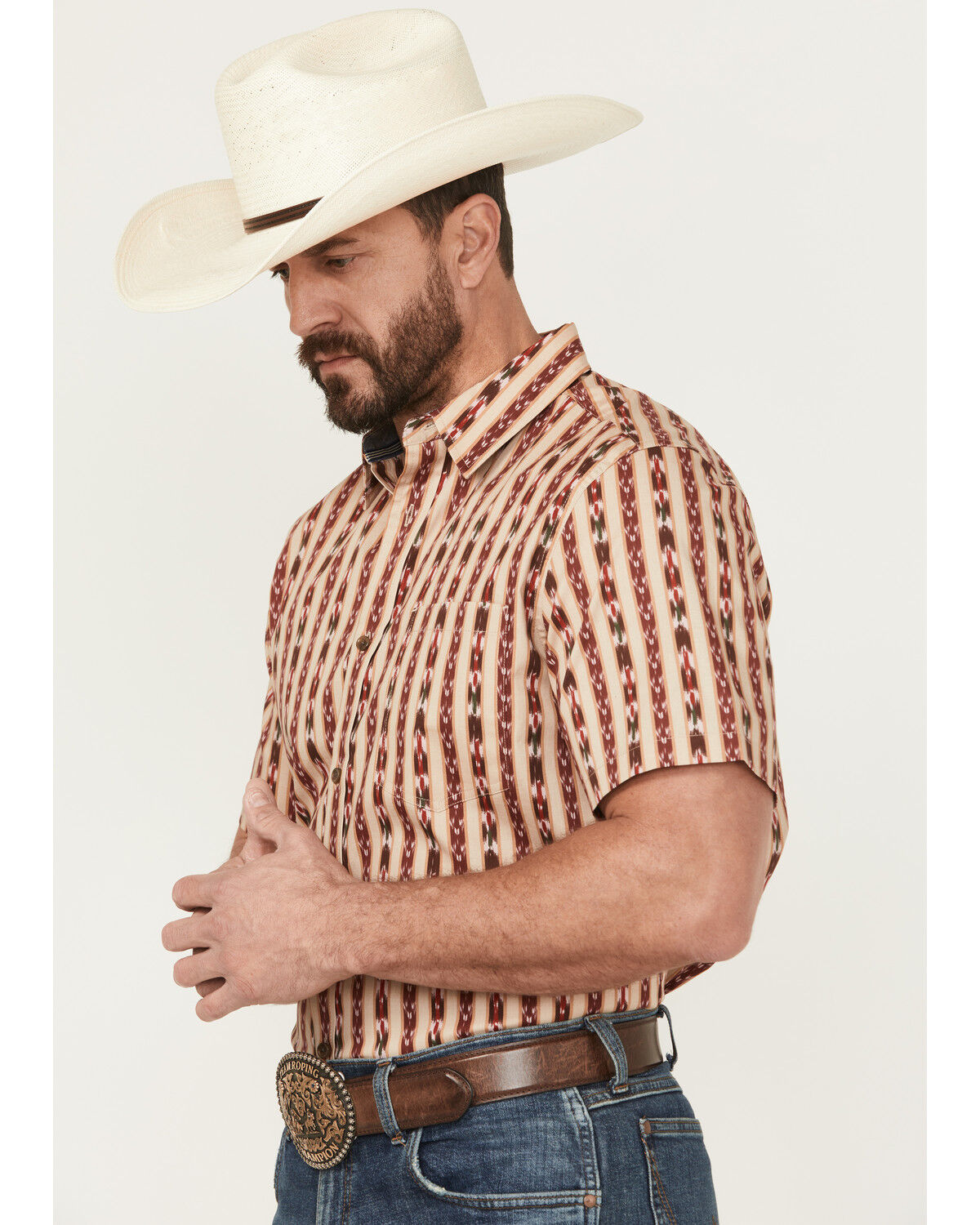 Product Name:  Cody James Men's Bridgestone Southwestern Striped Short Sleeve Button-Down Stretch Western Shirt