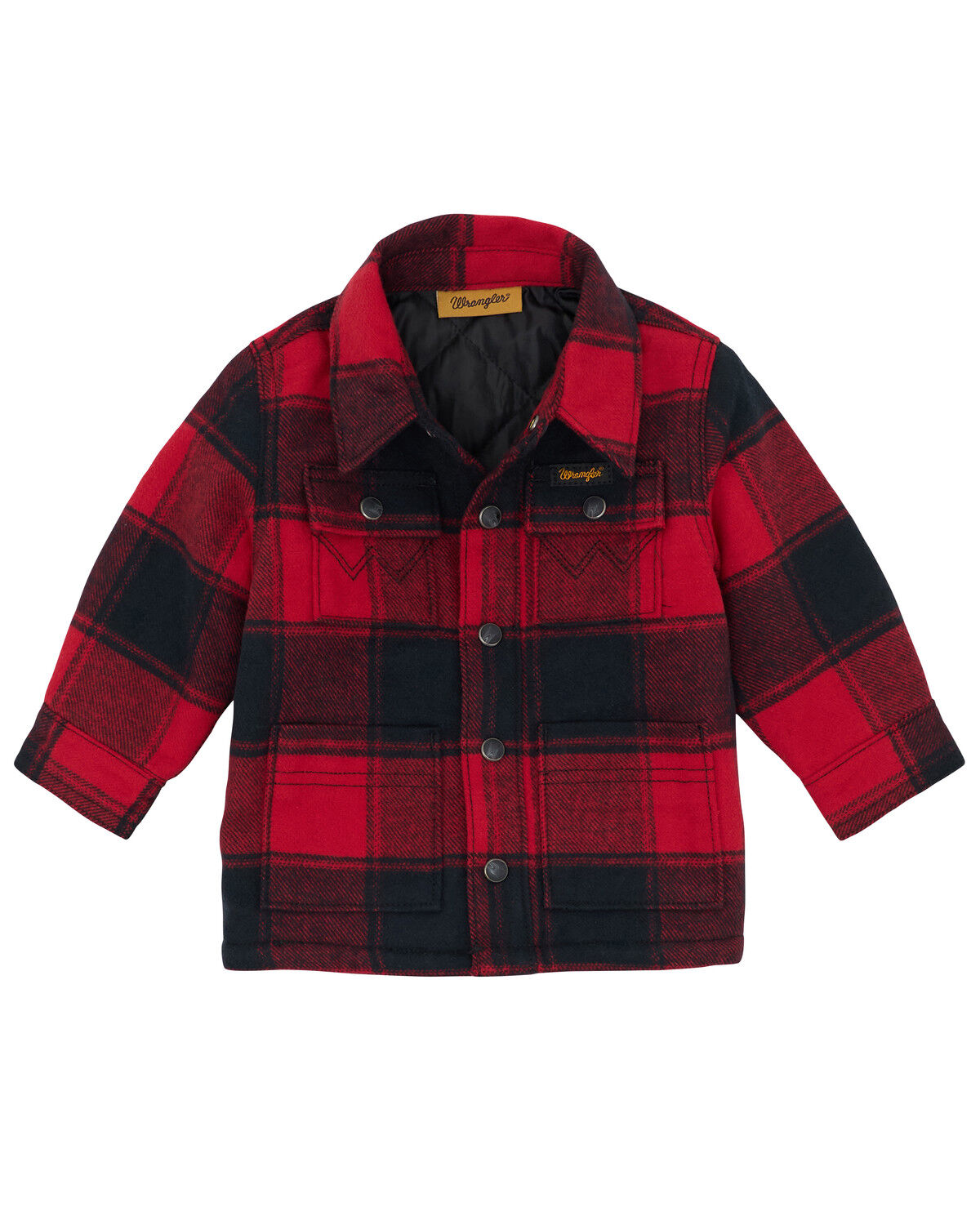 Image #1 - Wrangler Toddler Boys' Plaid Print Snap Jacket, Red, hi-res