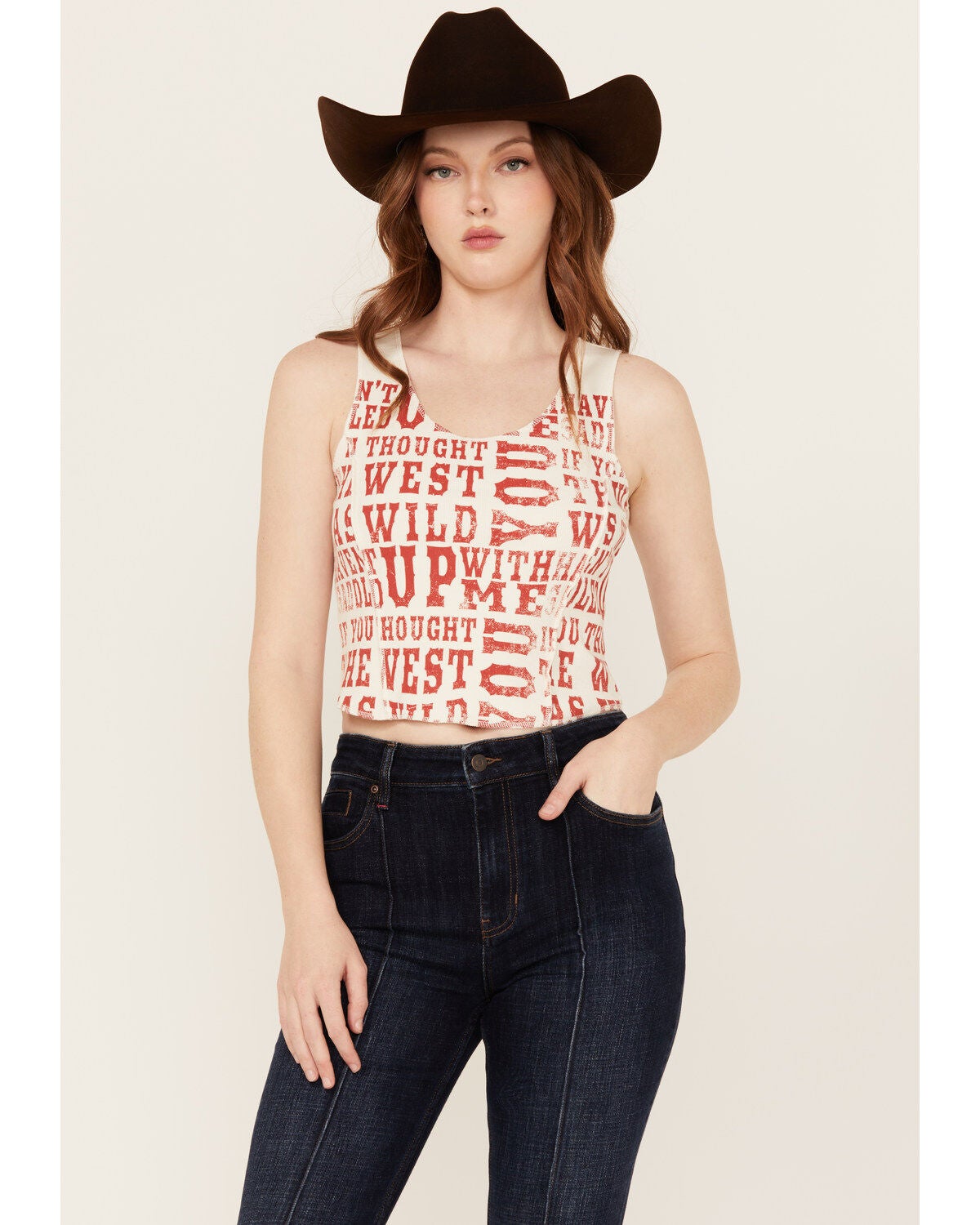 Idyllwind Women's Rhett The West Was Wild Graphic Rib Knit Tank, Ivory, hi-res