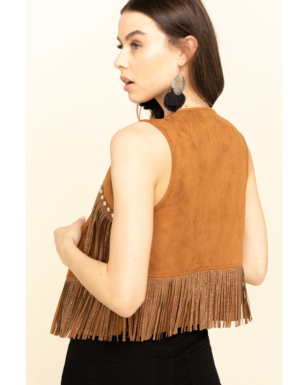 Image #2 - Vocal Women's Studded Fringe Suede Vest, , hi-res
