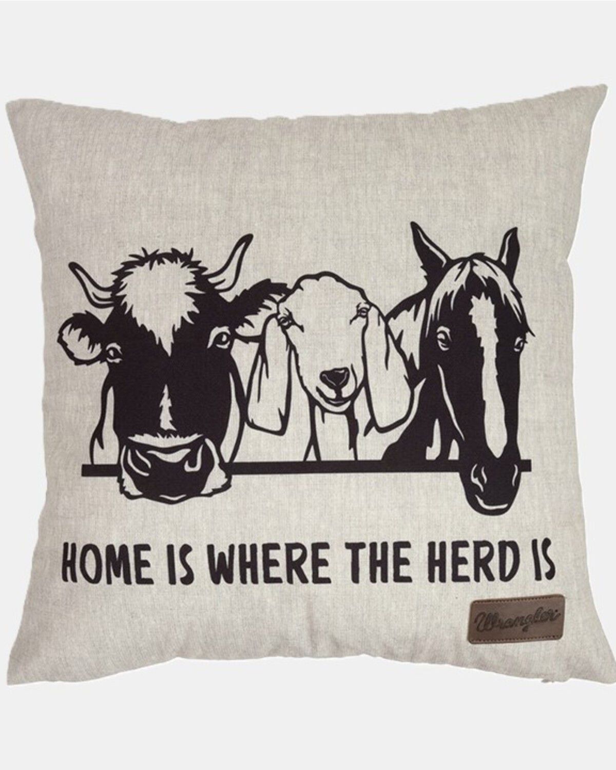 Image #1 - Wrangler Home is Where the Herd is Outdoor Pillow, Beige, hi-res