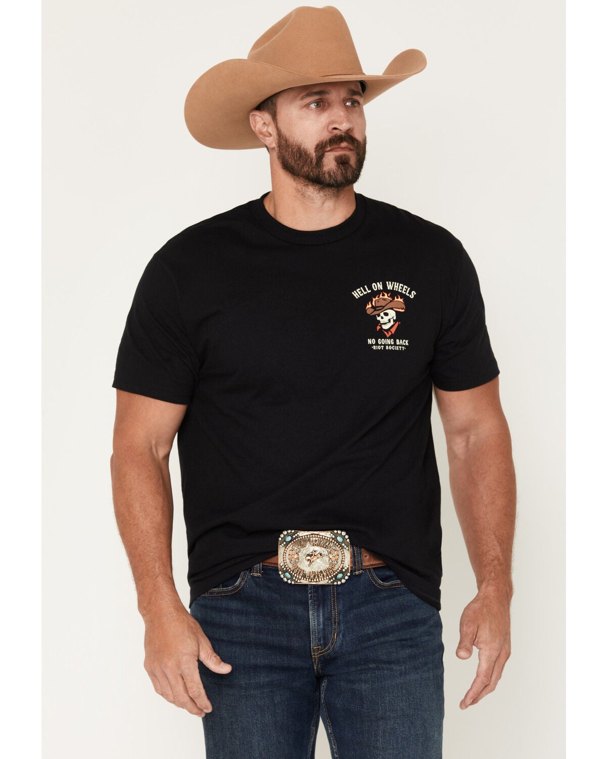 Image #2 - Riot Society Men's Hell on Wheels Short Sleeve Graphic T-Shirt, Black, hi-res