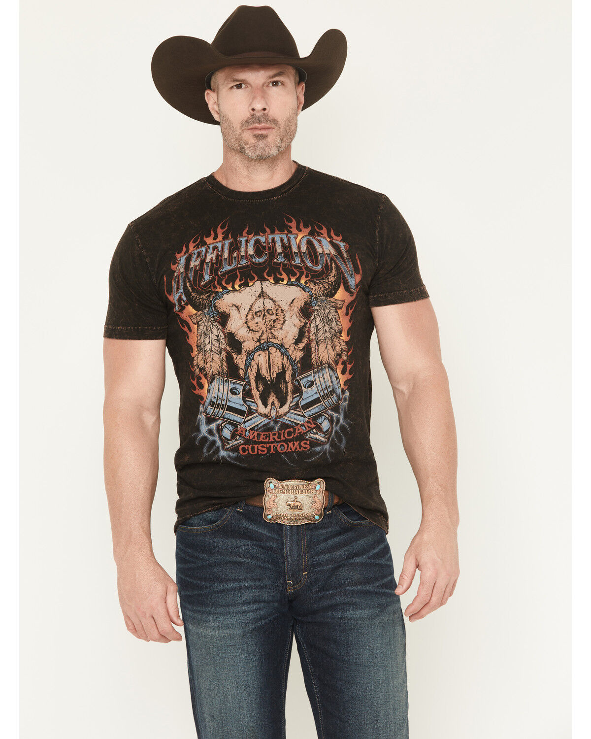 Image #2 - Affliction Men's American Exhaust Short Sleeve Graphic T-Shirt, Black, hi-res