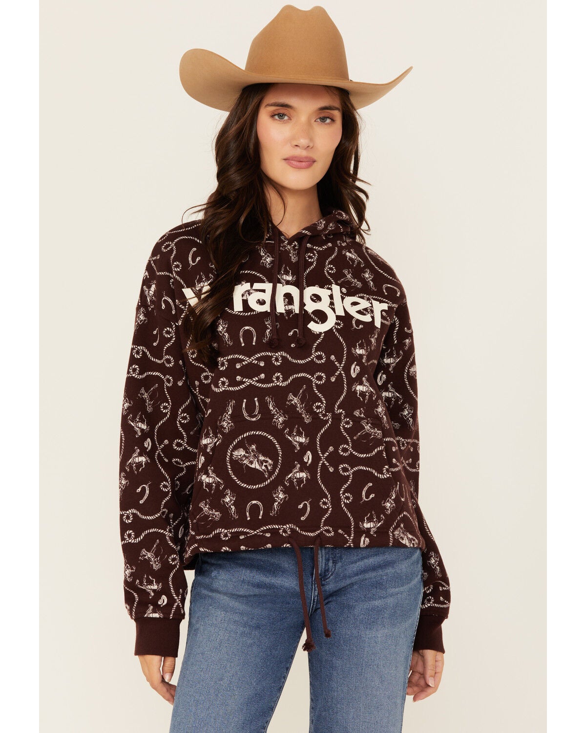 Wrangler Women's Rope Print Logo Hoodie, Purple, hi-res