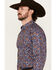Image #2 - Ariat Men's Ty Floral Print Long Sleeve Button-Down Western Shirt, Dark Blue, hi-res