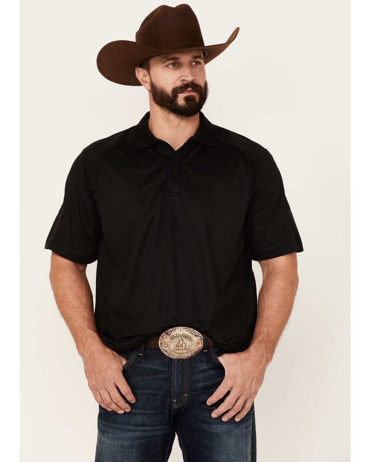 Ariat Men's AC Tek Polo Shirt, Black, hi-res