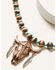 Shyanne Women's Cactus Rose Longhorn Feather Necklace & Earring 2-Piece Set  , Rust Copper, hi-res
