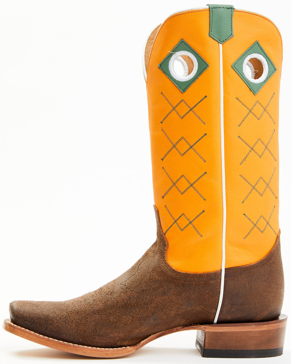 Image #3 - Justin Men's Billet Cowhide Leather Western Boots - Square Toe, Orange, hi-res