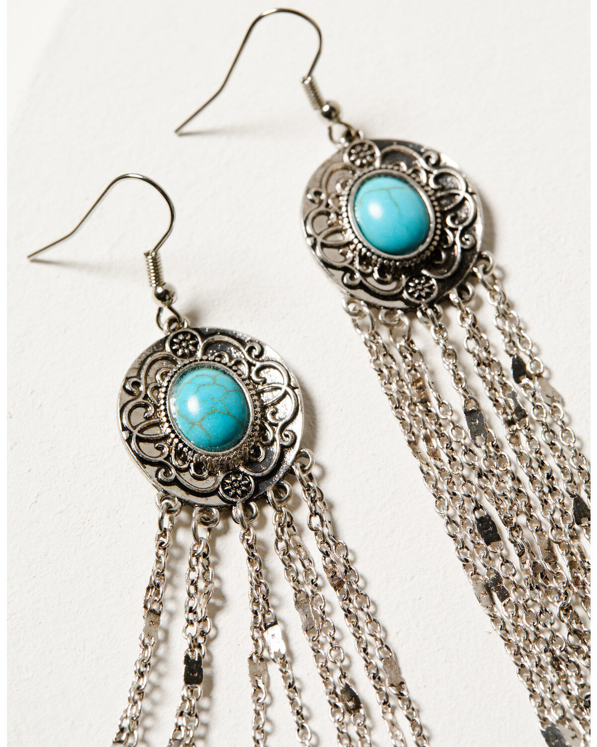 Image #2 - Shyanne Women's Round Fringe Earrings, Turquoise, hi-res