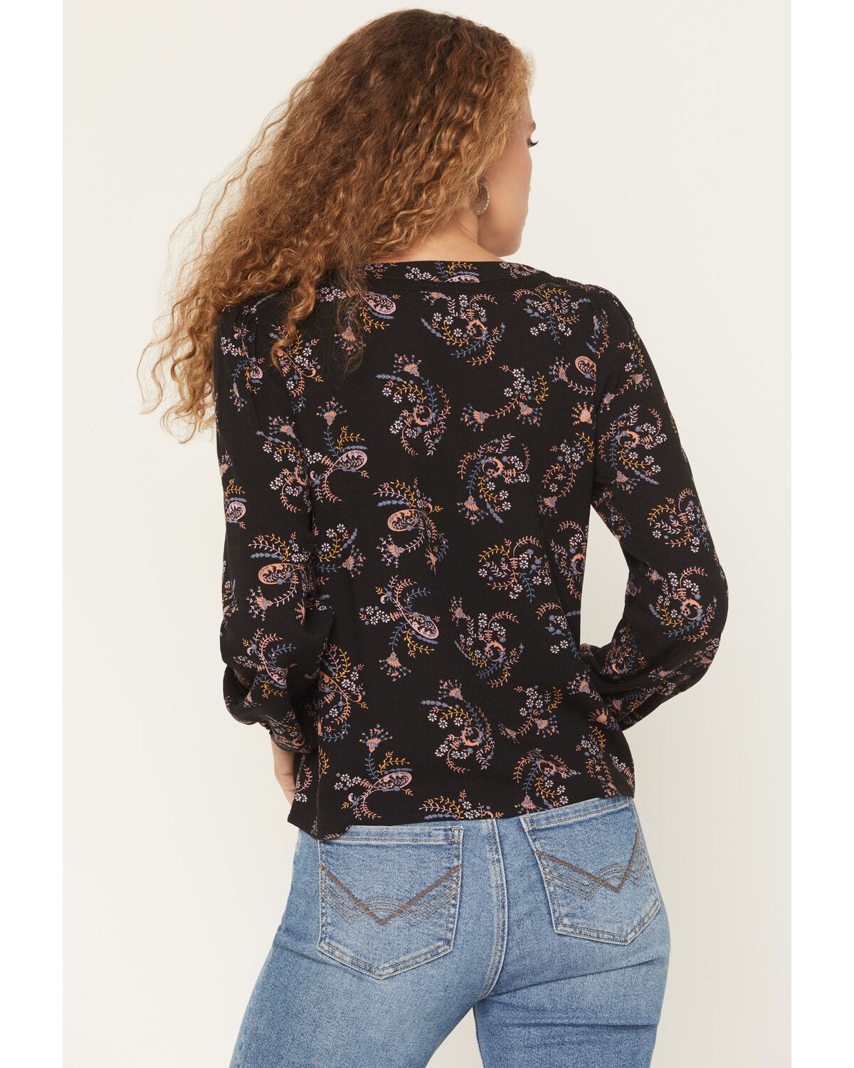 Image #4 - Idyllwind Women's Corrigan Floral Print Long Sleeve Shirt, Black, hi-res