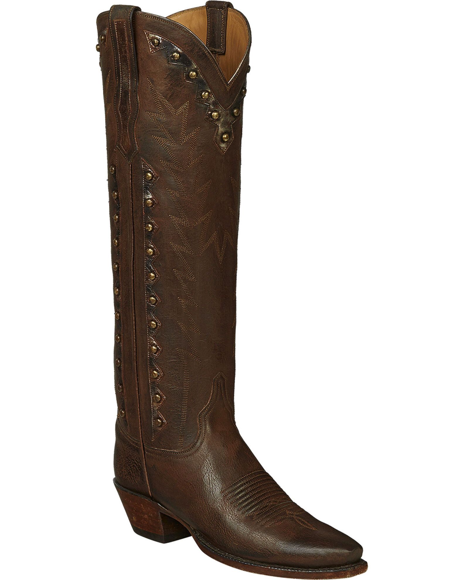 Brown cowgirl boots with white stitching 2025