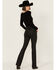 Image #3 - Vibrant Denim Women's Rhinestone High Rise Bootcut Denim Jeans , Black, hi-res
