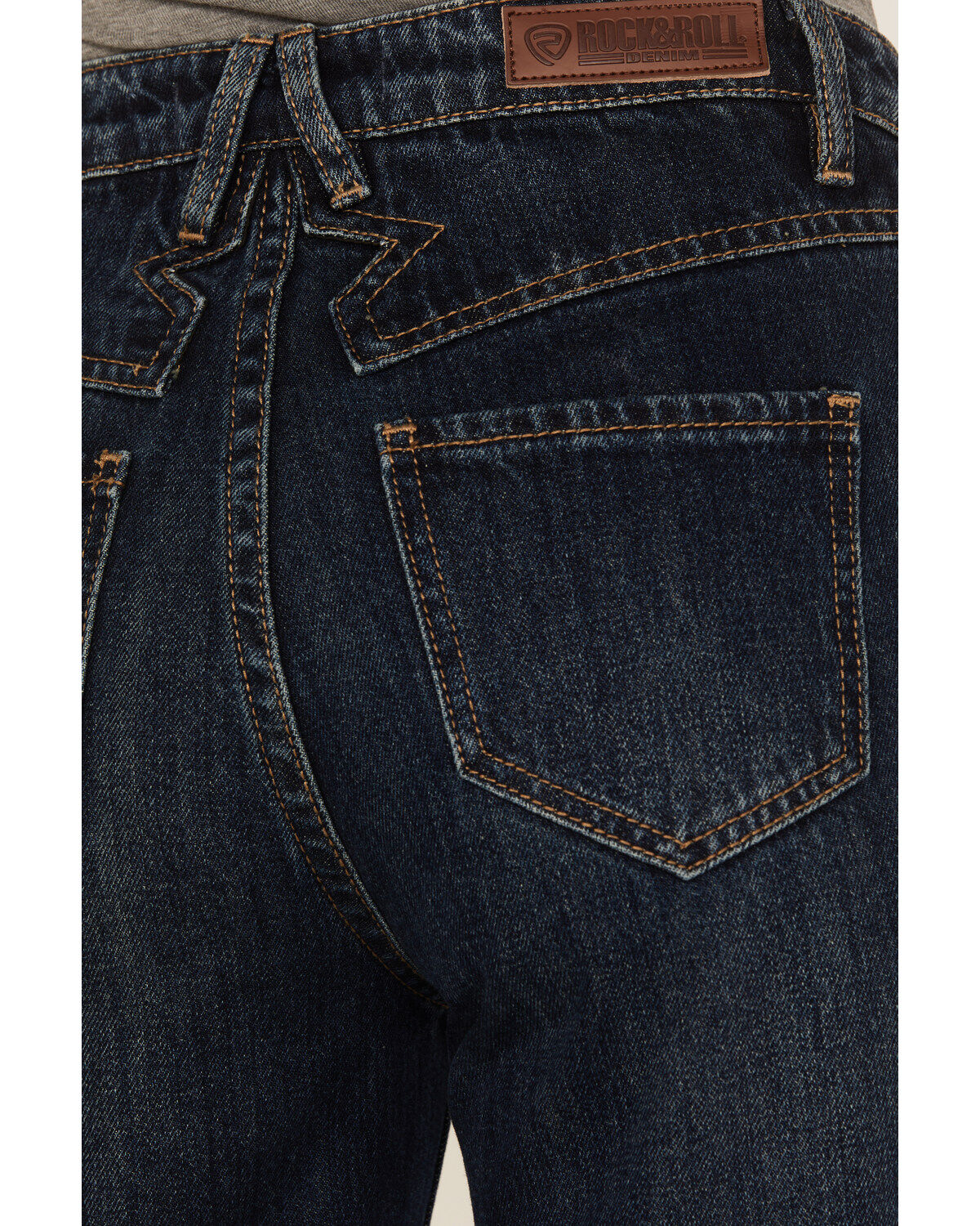 Image #4 - Rock & Roll Denim Women's Desperado Dark Wash High Rise Star Yoke Bootcut Jeans, Dark Wash, hi-res