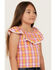 Image #2 - Shyanne Girls' Grid Plaid Print Ruffle Top, Grape, hi-res