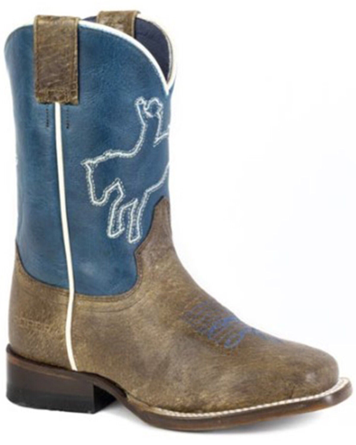 Roper Little Boys' Bronc Rider Western Boots - Broad Square Toe, Brown, hi-res