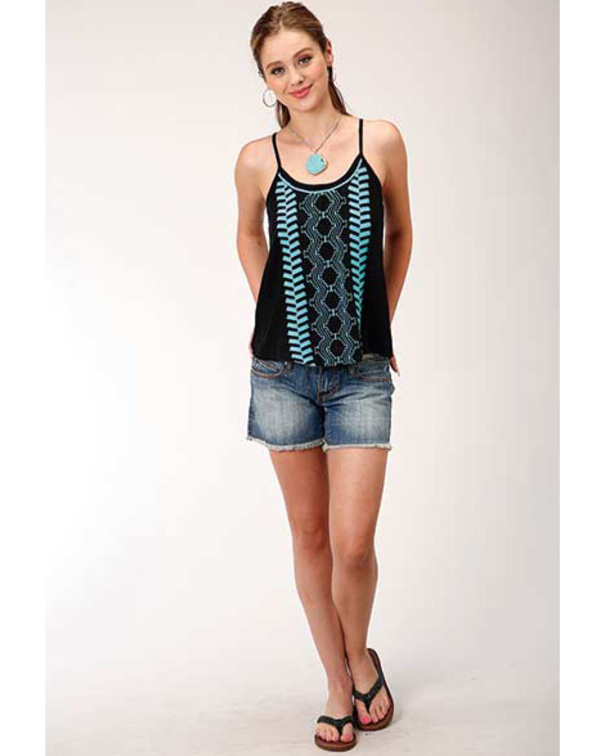 Image #3 - Roper Women's Black Embroidered Camisole Top, , hi-res