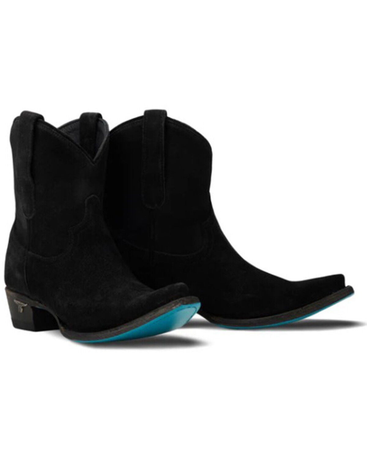 Lane Women's Emma Jane Suede Western Booties - Snip Toe, Black, hi-res