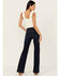 Image #1 - 7 For All Mankind Women's Dark Wash Mid Rise Tailorless Dojo Stretch Trouser Jeans, Dark Wash, hi-res