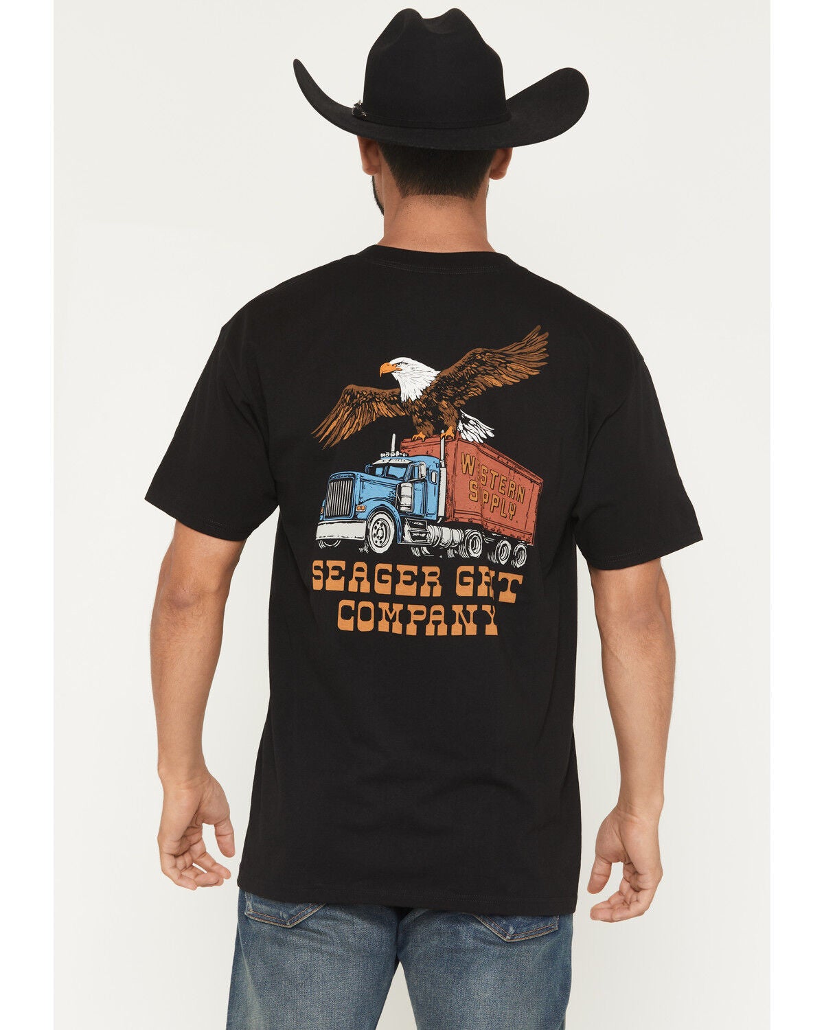 Image #1 - Seager Men's Big Rig Short Sleeve Graphic T-Shirt, Black, hi-res