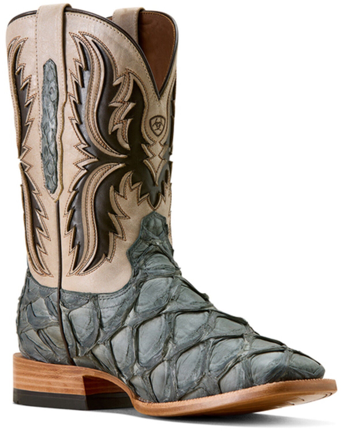 Ariat Men's Ashwood Exotic Pirarucu Western Boots - Broad Square Toe, Blue, hi-res