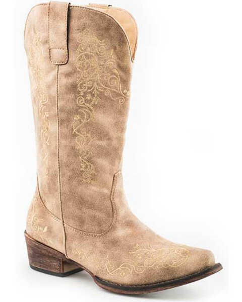 Image #1 - Roper Women's Judith Western Boots - Snip Toe, Tan, hi-res