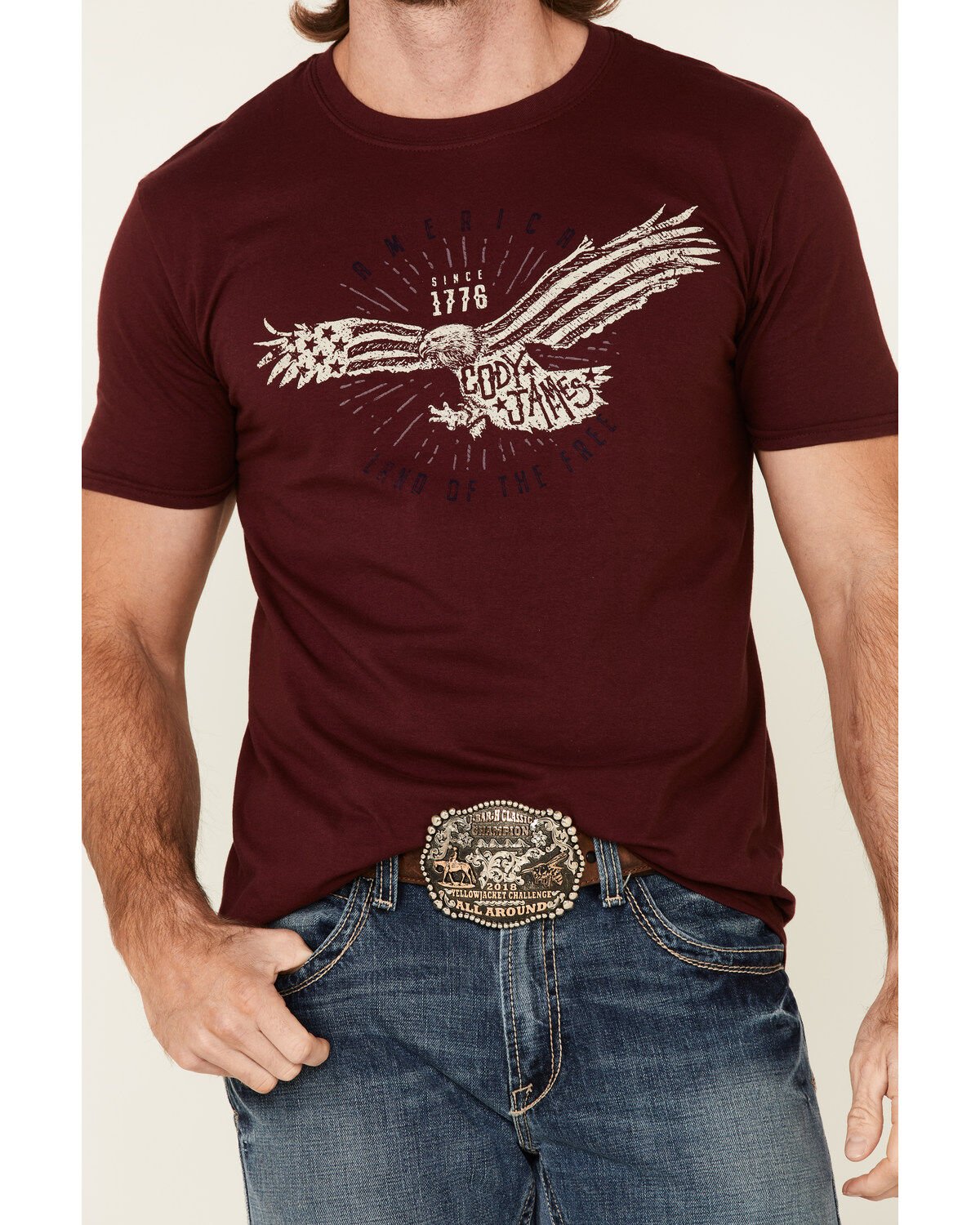 Image #3 - Cody James Men's Land Free Eagle Graphic Short Sleeve T-Shirt , , hi-res