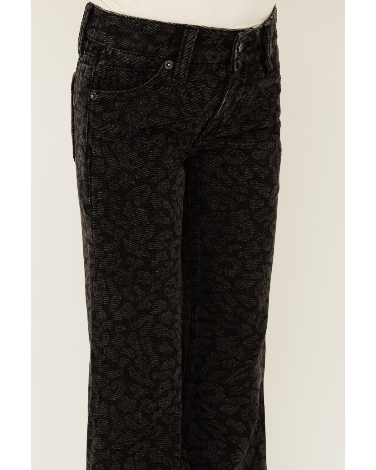 Image #2 - Rock & Roll Denim Girls' Cheetah Print Trouser Jeans, Black, hi-res