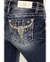 Image #2 - Miss Me Women's Dark Wash Mid Rise Steer Head Pocket 32" Bootcut Stretch Denim Jeans, Dark Wash, hi-res