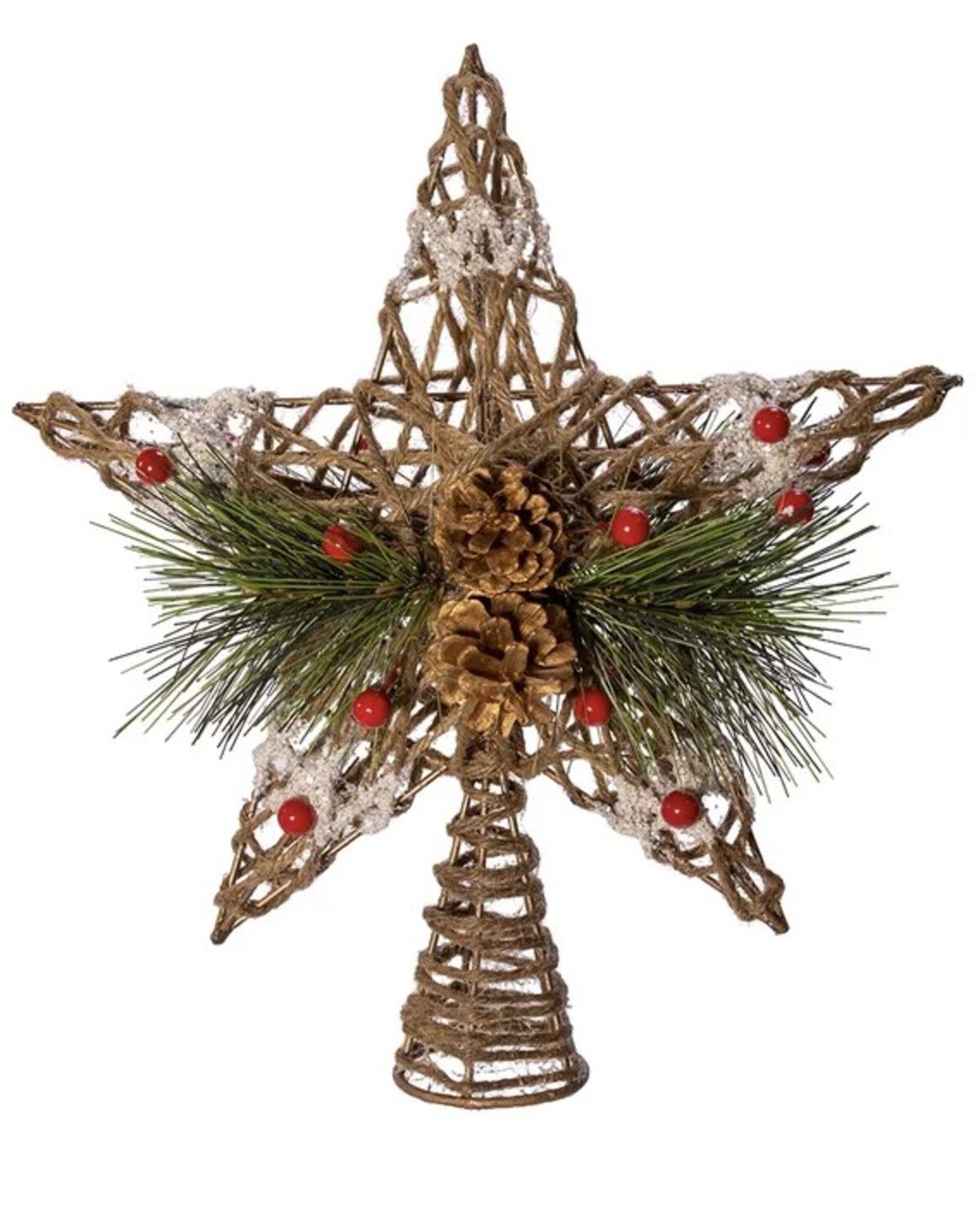 Image #6 - Kurt Adler 11" Un-Lit Natural Star With Pinecones Treetop, Multi, hi-res