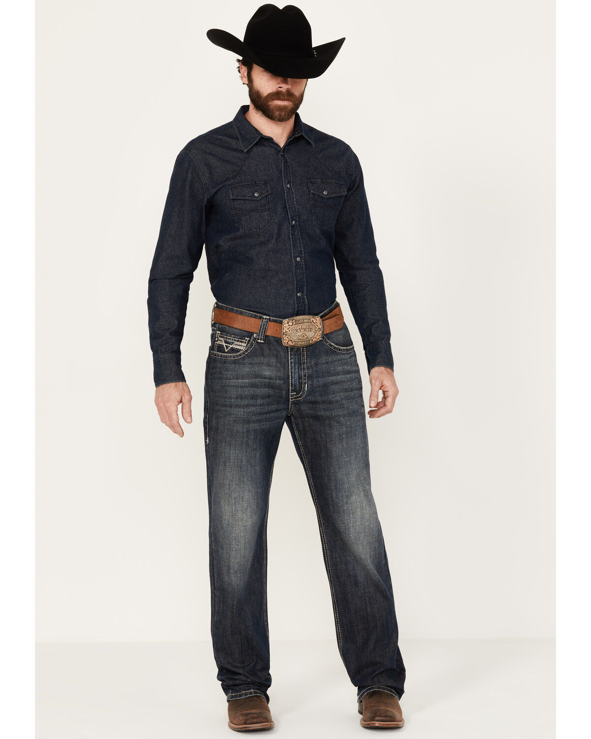 Product Name:  Rock & Roll Denim Men's Double Barrel Dark Vintage Wash Relaxed Straight Rigid Denim Jeans