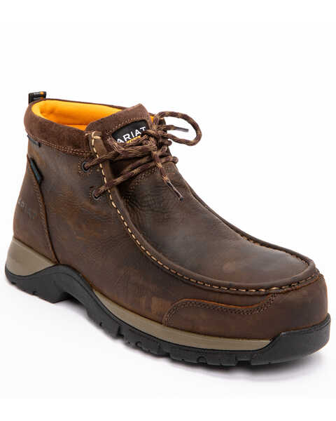Ariat Men's Brown Waterproof Edge LTE Moc Boots - Composite Toe , Dark Brown, hi-res