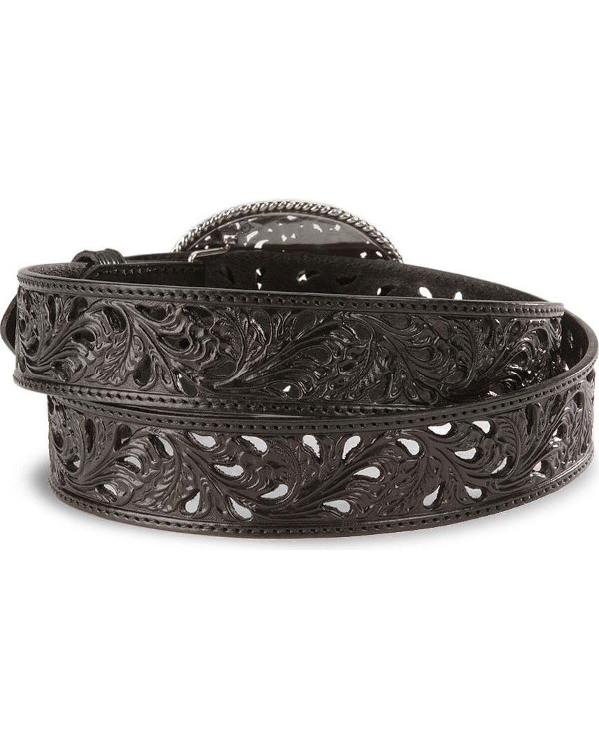 Image #2 - Tony Lama Black Filigree Leather Belt, , hi-res