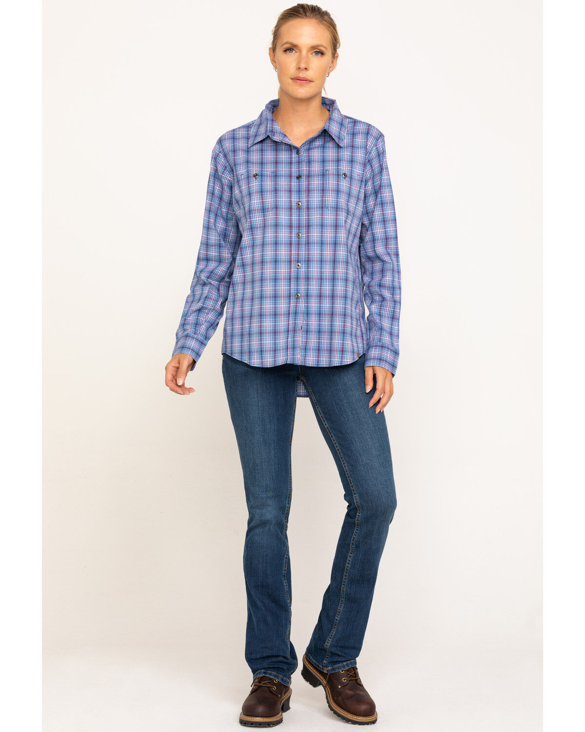 Image #6 - Wrangler Riggs Women's Plaid Long Sleeve Work Shirt, , hi-res