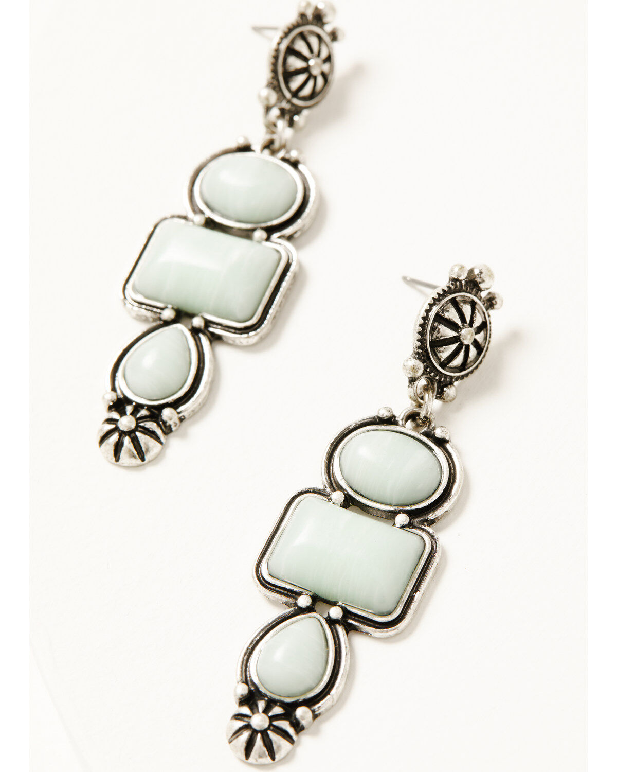 Image #2 - Shyanne Women's Luna Bella Triple Stone Earrings, Silver, hi-res