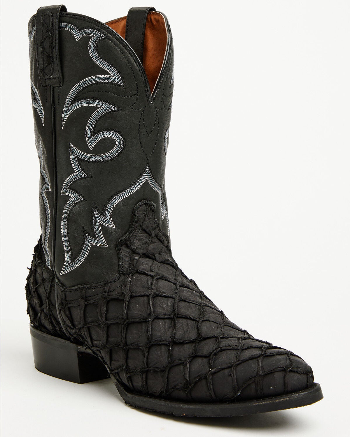 Dan Post Men's Exotic Pirarucu Western Boots - Round Toe, Black, hi-res