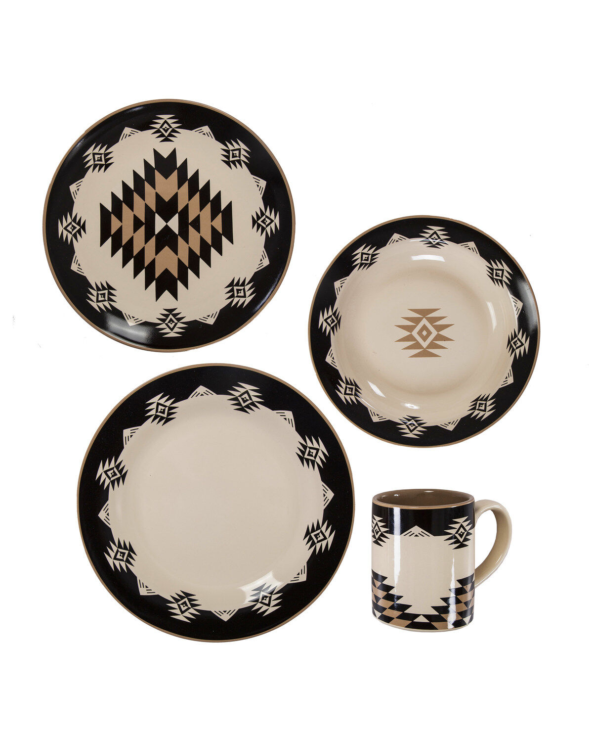 Image #1 - HiEnd Accents Chalet 16pc Ceramic Dinnerware Set, Multi, hi-res