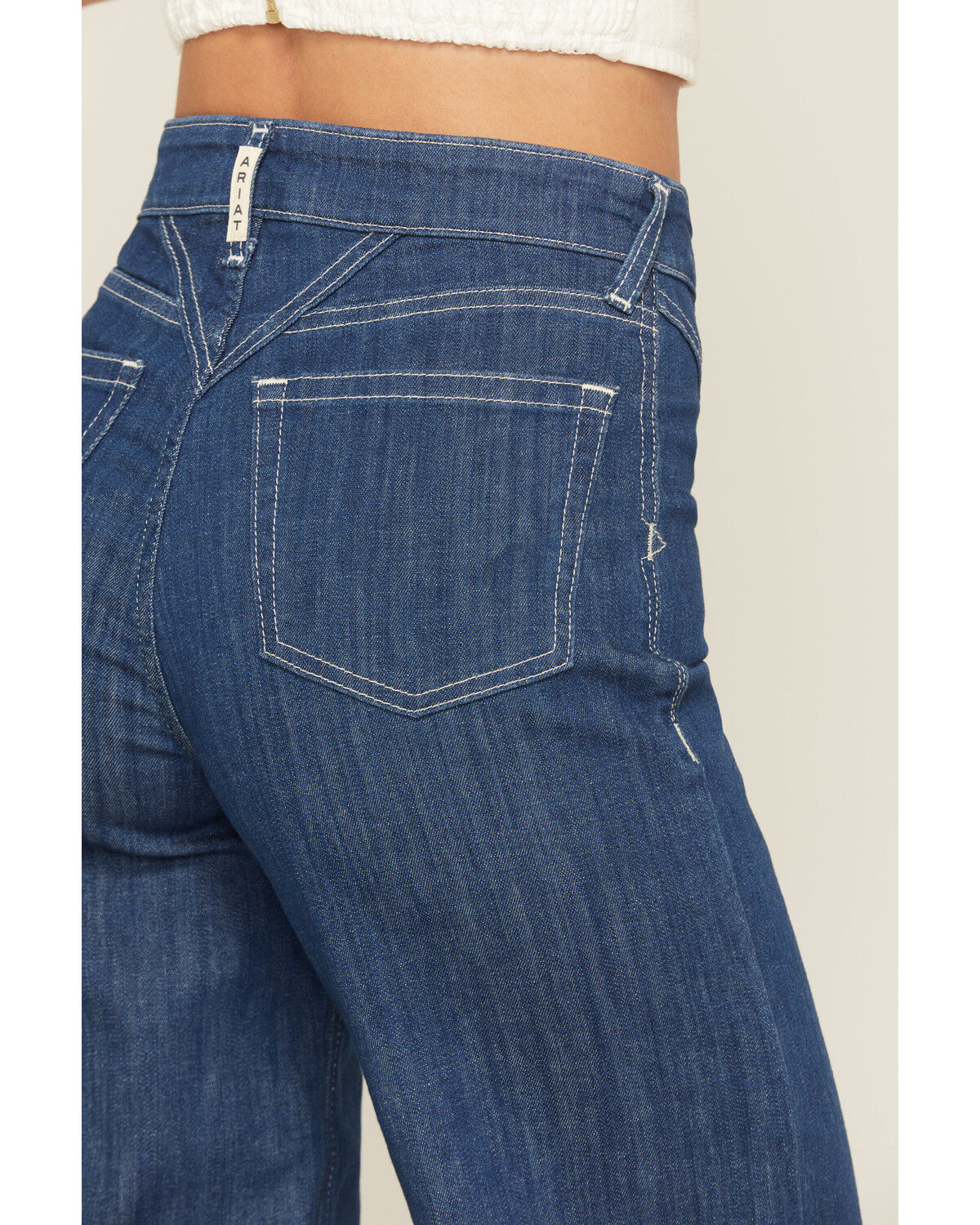 Product Name:  Ariat Women's Dark Wash Ultra High Rise Westie Yoke Wide Leg Stretch Denim Jeans