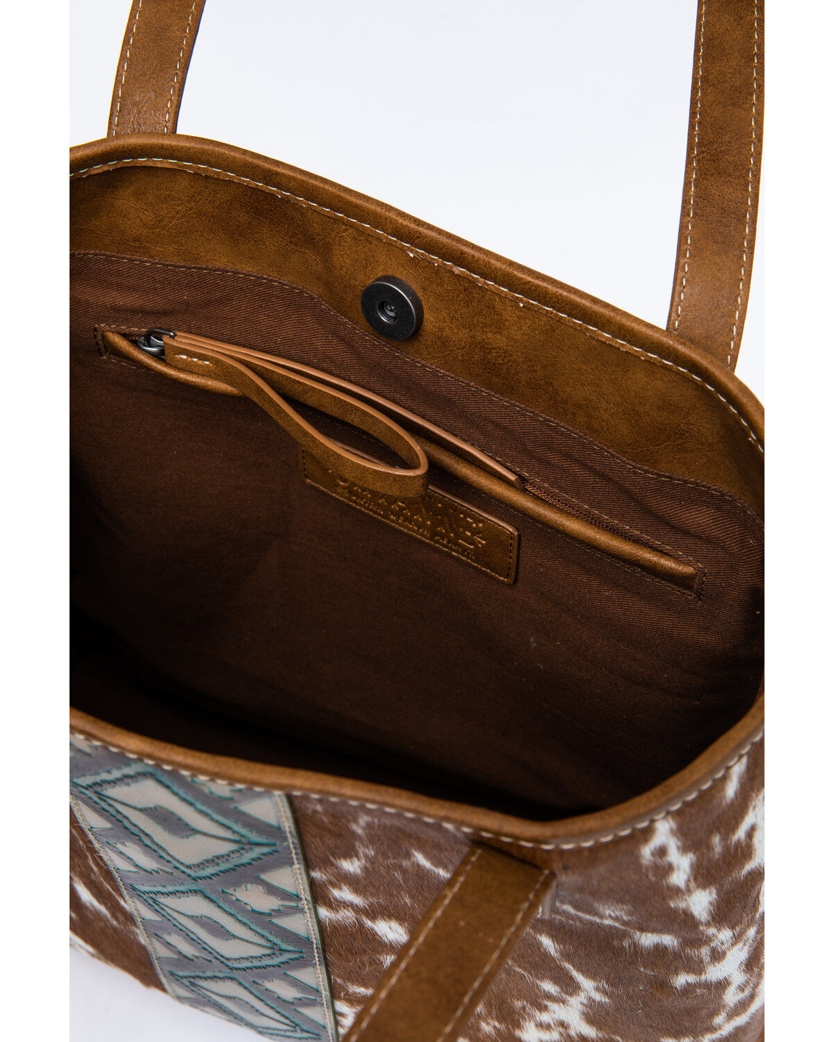 Image #7 - Shyanne Women's Bryndle Aztec Panel Leather Tote Bag, Tan, hi-res