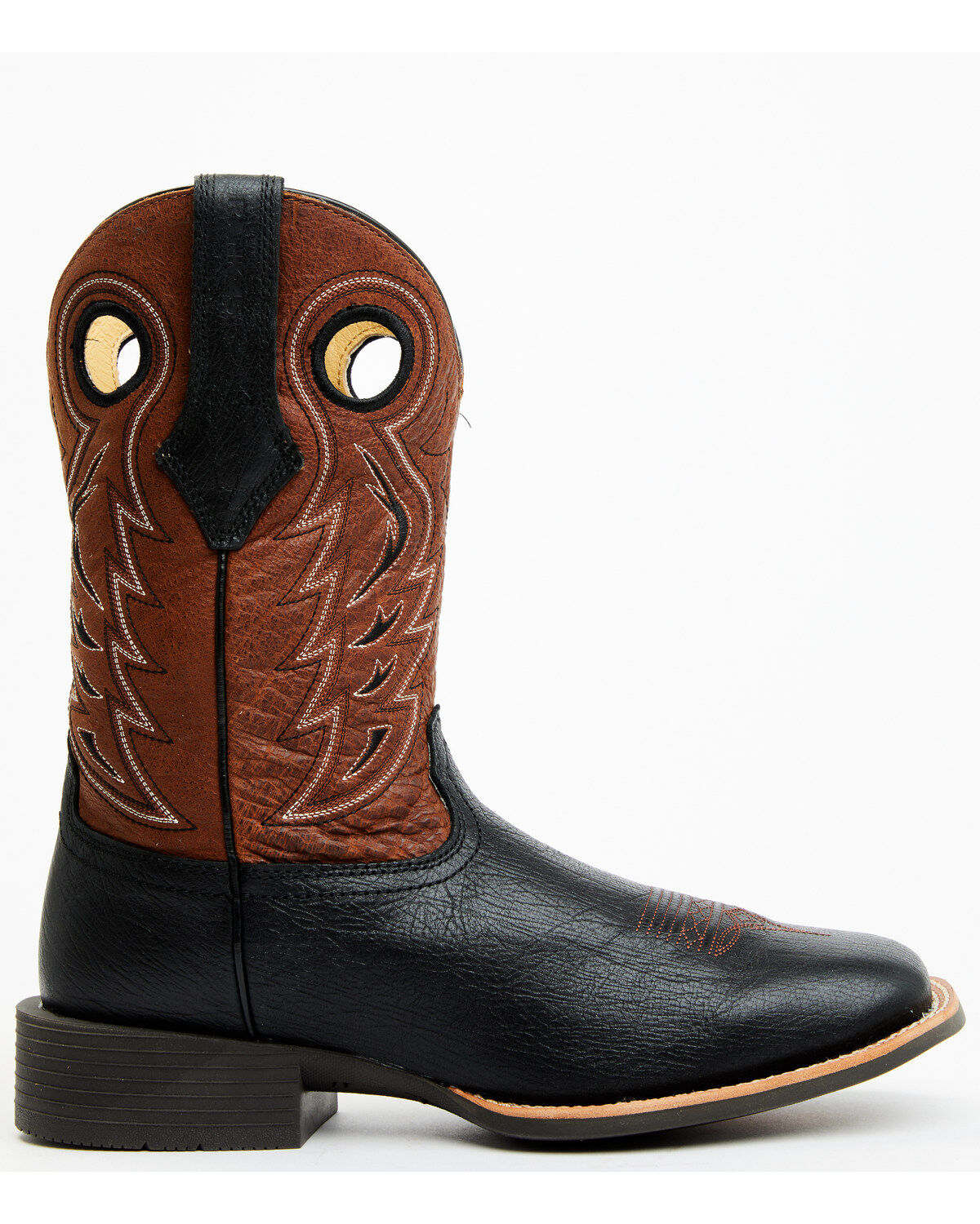 Image #2 - RANK 45® Men's Warrior Performance Western Boots - Broad Square Toe, Black/brown, hi-res